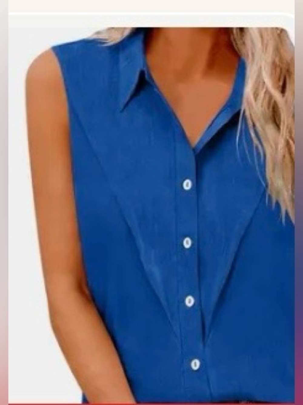 Women’s Milano Sleeveless Collared Camisole - Royal Blue. Gently used.